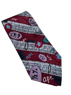 Vintage CHARLES PATRICK J.Blades & Co Accounting Finance 100% Silk Tie Red Gray